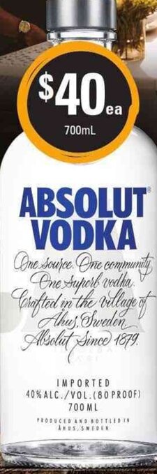Cellarbrations Absolut Vodka 700ml offer