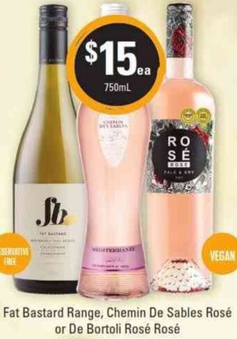 Fat Bastard Range, Chemin De Sables Rose or De Bortoli Rose Rose 750ml