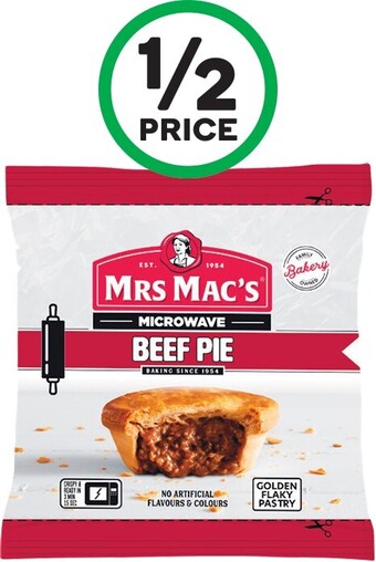 Woolworths Mrs Mac’s Microwave Pie, Sausage Roll or Pastie 165-175g offer