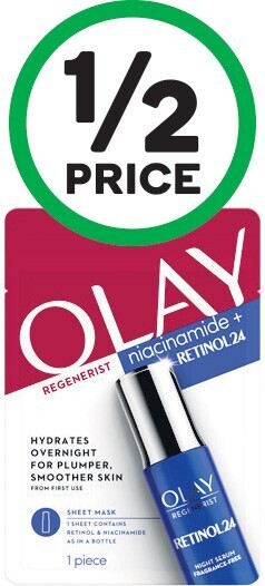 Woolworths Olay Regenerist Niacinamide & Retinol 24 Sheet Mask Pk 1 offer
