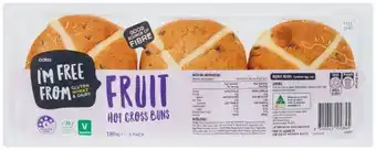 Coles Coles I’m Free From Gluten Hot Cross Buns 3 Pack offer