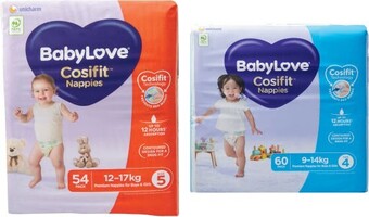 Coles BabyLove Cosifit Jumbo Nappies 54 Pack-72 Pack offer