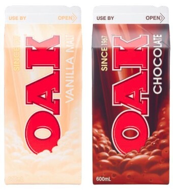 Coles Oak Flavoured Milk 600mL offer