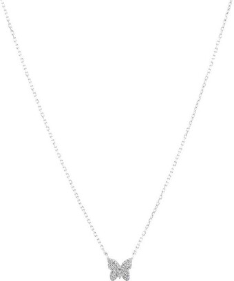 Butterfly Necklace with Diamonds in Sterling Silver