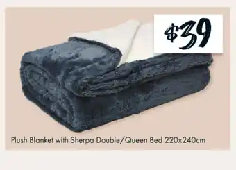 Plush Blanket with Sherpa Double/Queen Bed 220x240cm