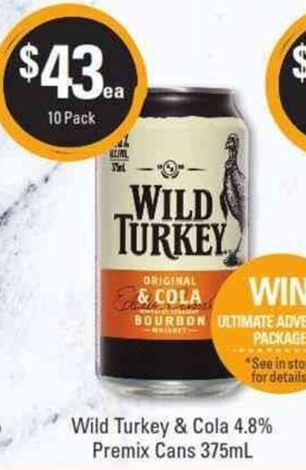 Cellarbrations Wild Turkey & Cola 4.8% Premix Cans 375ml offer