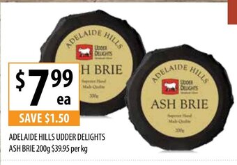 Supabarn Adelaide Hills Udder Delights Ash Brie 200g offer
