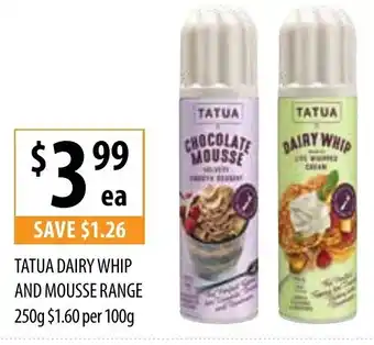 Supabarn Tatua Dairy Whip and Mousse Range 250g offer