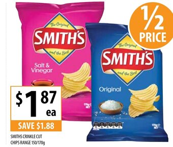 Supabarn Smiths Crinkle Cut Chips Range 150/170g offer