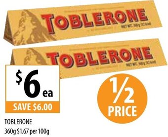 Supabarn Toblerone 360g offer