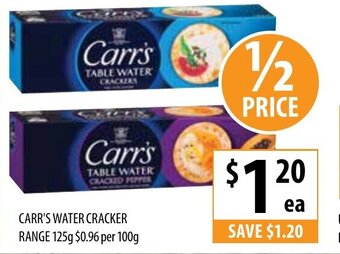Supabarn Carr's Water Cracker Range 125g offer