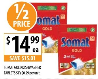 Supabarn Somat Gold Dishwasher Tablets 51's offer