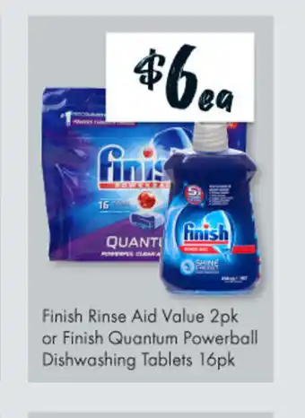 Finish Rinse Aid Value 2pk or Finish Quantum Powerball Dishwashing Tablets 16pk