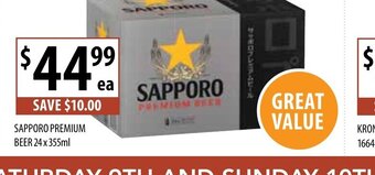 Supabarn Sapporo Premium Beer 24 x 355ml offer