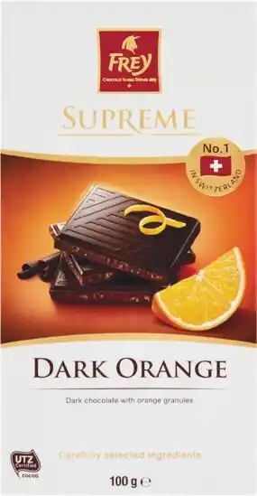 Woolworths Frey Supreme Dark Orange Chocolate 100g offer