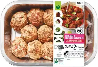 Woolworths Woolworths COOK Mozzarella Meatball & Sauce Bake 460g, COOK Vietnamese Yellow Pork Curry Kit 450g or COOK Beef Korma Curry Ki offer