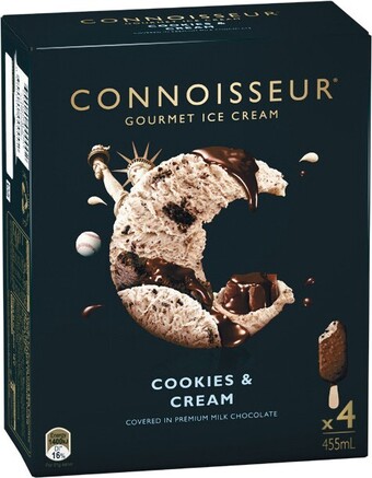 Woolworths Connoisseur Ice Cream Sticks 360-455ml Pk 4/6 u2013 From the Freezer offer