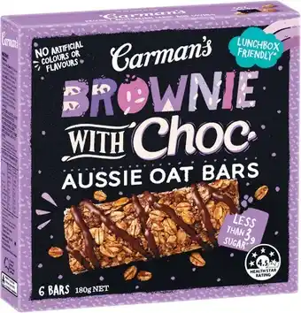 Woolworths Carmanu2019s Aussie Oat Bars 180g Pk 6 offer