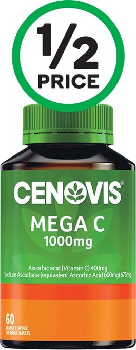 Woolworths Cenovis Mega C 1000mg Chewable Tablets Orange Flavour Pk 60* offer