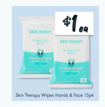 The Reject Shop Skin Therapy Wipes Hands & Face 15pk offer