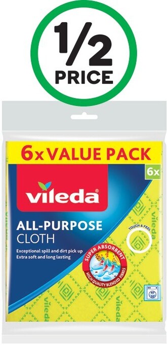 Woolworths Vileda All-Purpose Cloth Pk 6 offer