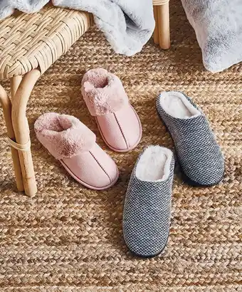 Woolworths Ladies' Scuff Slipper with Fur or Men's Scuff Slipper offer