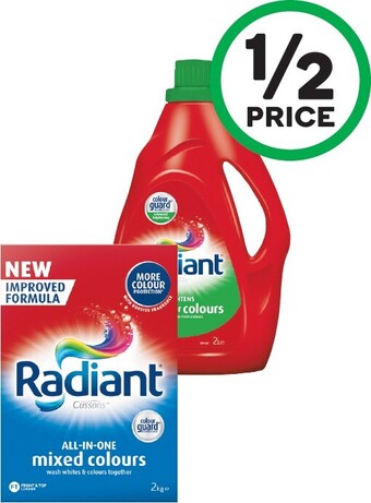 Woolworths Radiant Laundry Liquid 2 Litre or Powder 2 kg offer