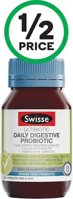 Woolworths Swisse Ultiboost Daily Digestive Probiotic Tablets Pk 30* offer