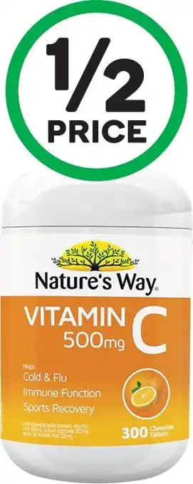 Woolworths Natureu2019s Way Vitamin C Orange 500mg Pk 300* offer