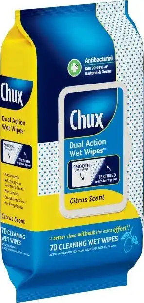 Coles Chux Antibacterial Dual Action Wet Wipes 70 Pack offer