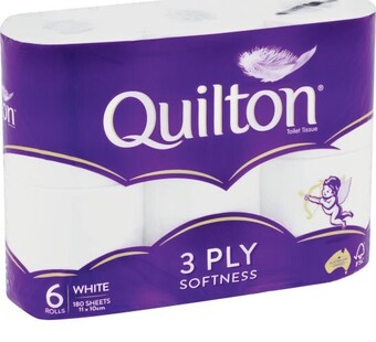 Coles Quilton 3 Ply White Toilet Tissue 6 Pack offer