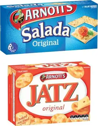 Coles Arnottu2019s Salada Crispbread 250g or Jatz Crackers 225g offer