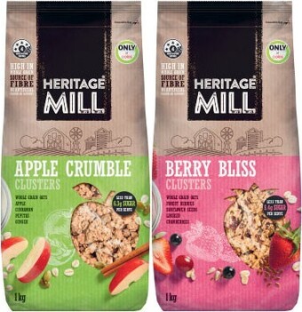 Coles Heritage Mill Muesli or Clusters 1kg offer