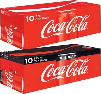 Coles Coca-Cola, Fanta or Sprite Soft Drink 10x375mL offer