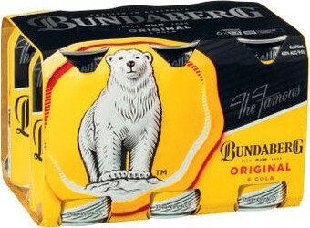 Coles Bundaberg UP & Cola Cans 6x375mL offer