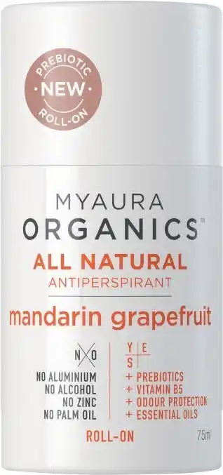 Coles My Aura Natural Organic Deodorant Roll On 75ml offer