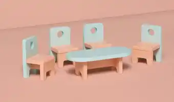 Coles Wonderbox Set of Doll House Dining Room 1x Table, 4x Chairs offer