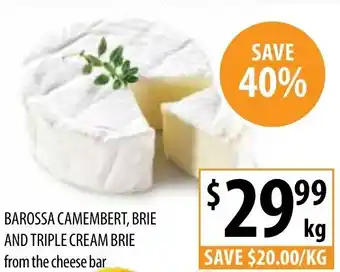 Supabarn Barossa Camembert, Brie and Triple Cream Brie from the cheese bar offer