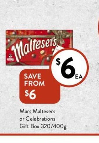 Foodworks Mars Maltesers or Celebrations Gift Box 320/400g offer