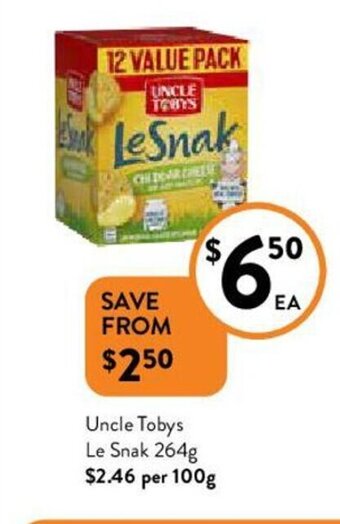 Foodworks Uncle Tobys Le Snak 264g offer