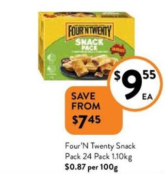 Foodworks Four'N Twenty Snack Pack 24 Pack 1.10kg offer