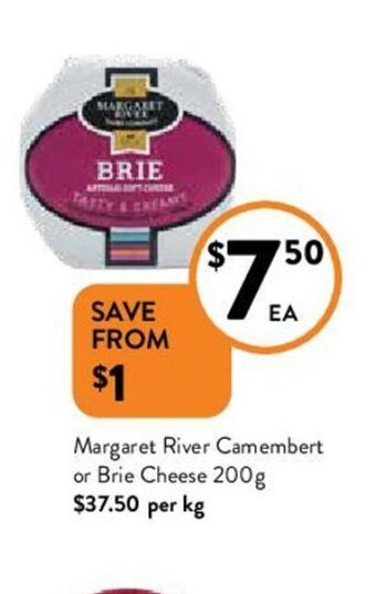Foodworks Margaret River Camembert or Brie Cheese 200g offer