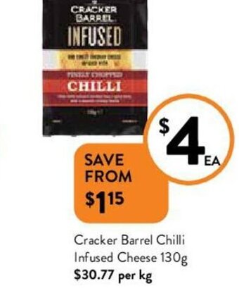 Foodworks Cracker Barrel Chilli Infused Cheese 130g offer