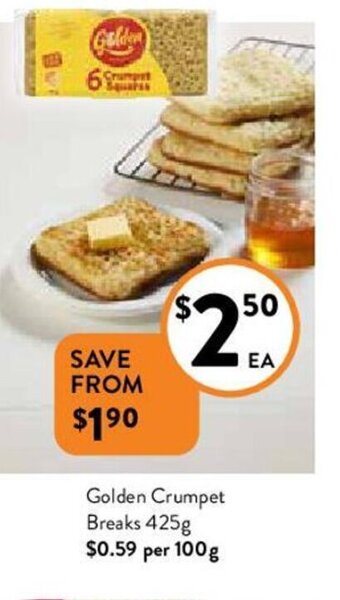 Foodworks Golden Crumpet Breaks 425g offer