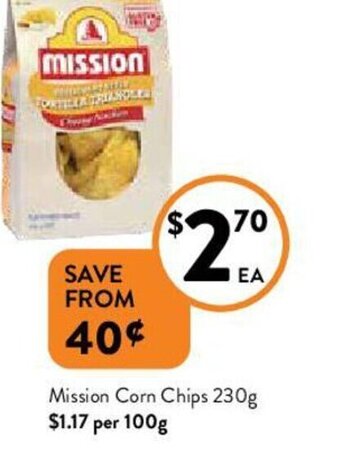 Foodworks Mission Corn Chips 230g offer
