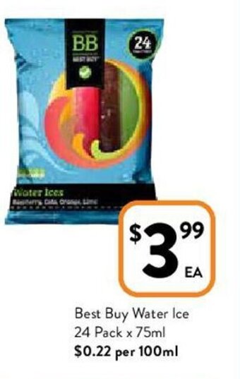 Foodworks Best Buy Water Ice 24 Pack x 75ml offer