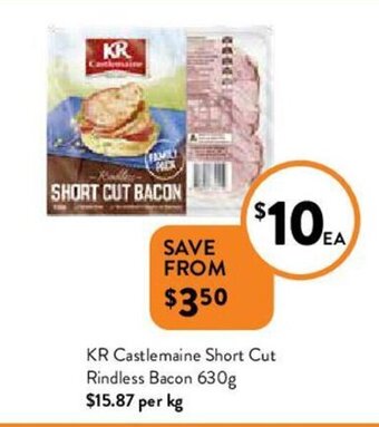 Foodworks KR Castlemaine Short Cut Rindless Bacon 630g offer