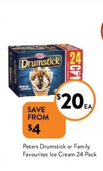 Foodworks Peters Drumstick or Family Favourites Ice Cream 24 pack offer