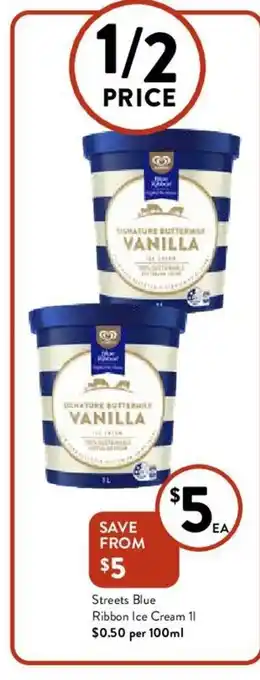 Foodworks Streets Blue Ribbon Cream 1L offer