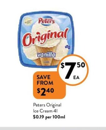 Foodworks Peters Original Ice Cream 4L offer